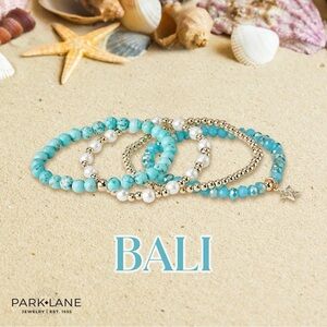 BNIB Park Lane Bali Turquoise and Gold Bracelet and opal-like Necklace Set